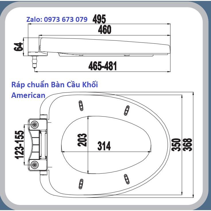 Nắp Bàn Cầu Ráp Chuẩn Các Hãng INAX, TOTO, AMERICAN, VIGLACERA, CAESAR chi tiết trong ảnh