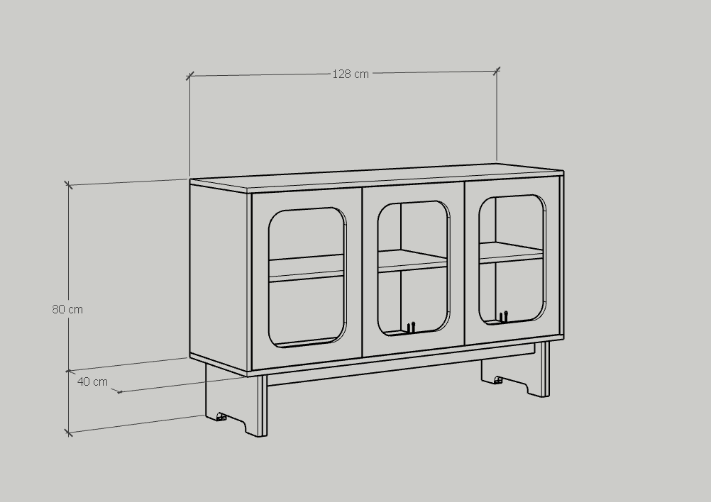 [Happy Home Furniture] MEYDAN, Tủ lưu trữ 3 cánh mây, 128cm x 40cm x 80cm ( DxRxC), TCM_054