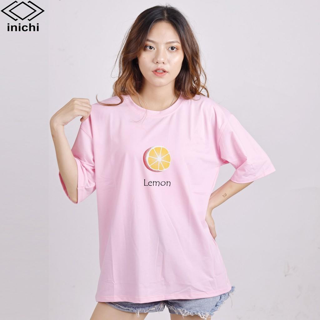 Áo thun INICHI unisex tay lỡ form rộng cá tính, hình in hình quả chanh - IC612