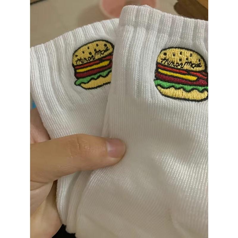 Tất vớ cao cổ hoạ tiết thêu hình Humburger