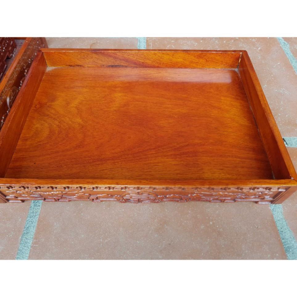 Khay trà trạm chữ thọ gỗ hương