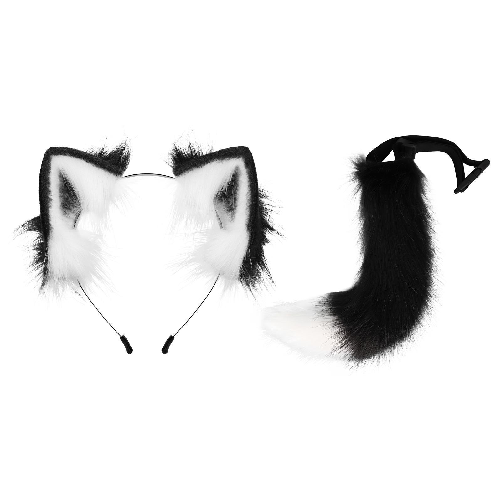 Ears and Tail Headdress Costume Accessories Lolita Cosplay Cat Ear Faux Gifts Ears Hair Clip Hair Hoop for Dance Performance Prom Kids