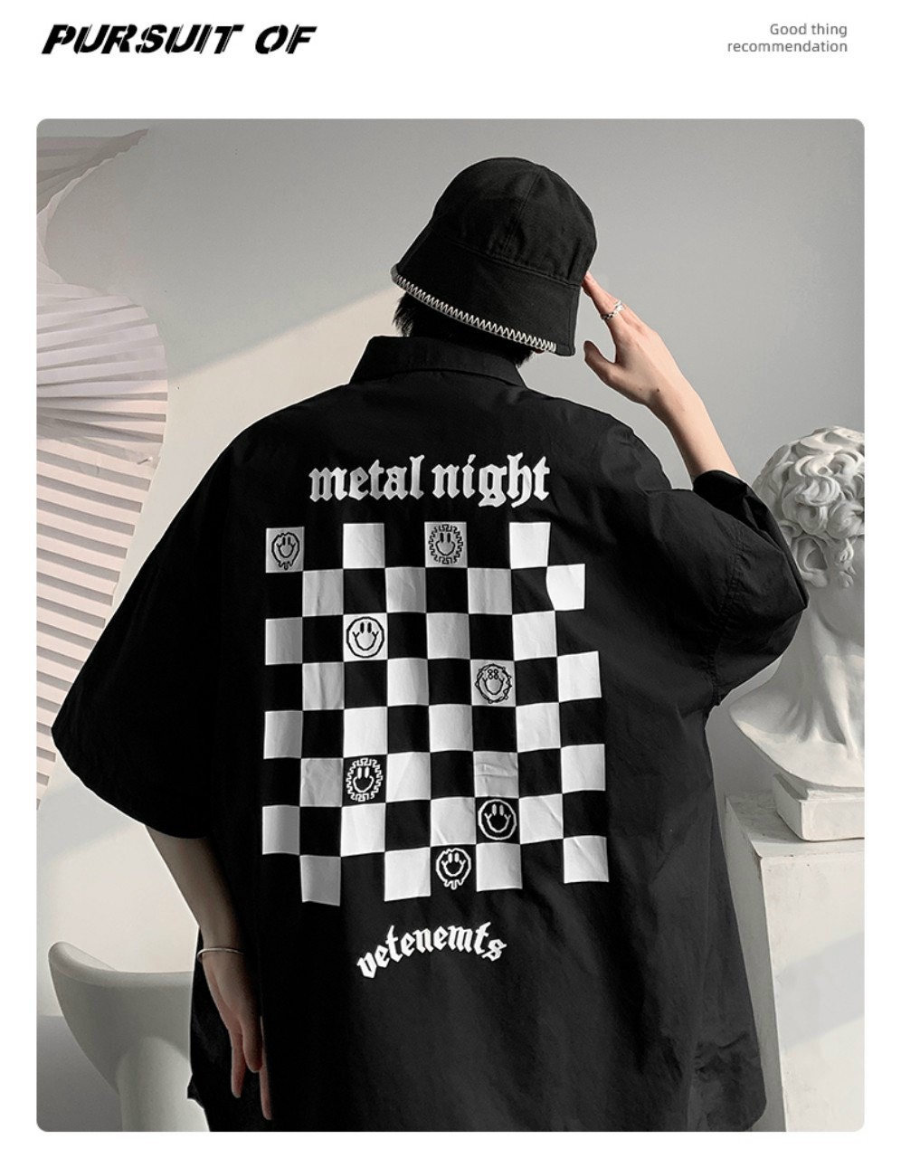 Áo sơ mi nam tay lỡ sọc caro Mental Night mới nhất