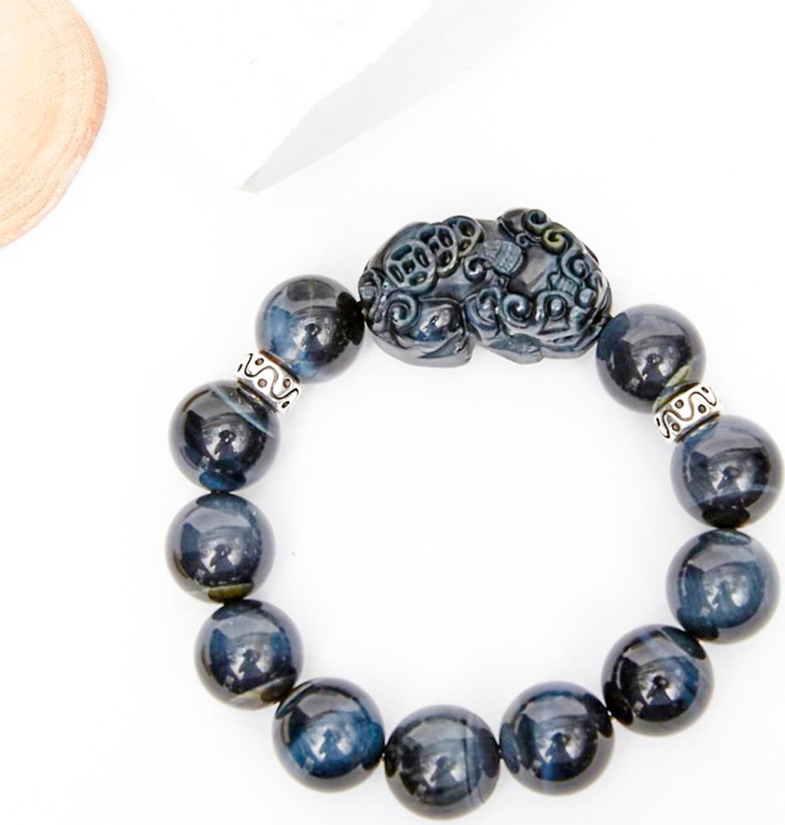 Vòng tay đá thạch anh mắt ưng phối tỳ hưu đá mệnh thủy, mộc - Ngọc Quý Gemstones