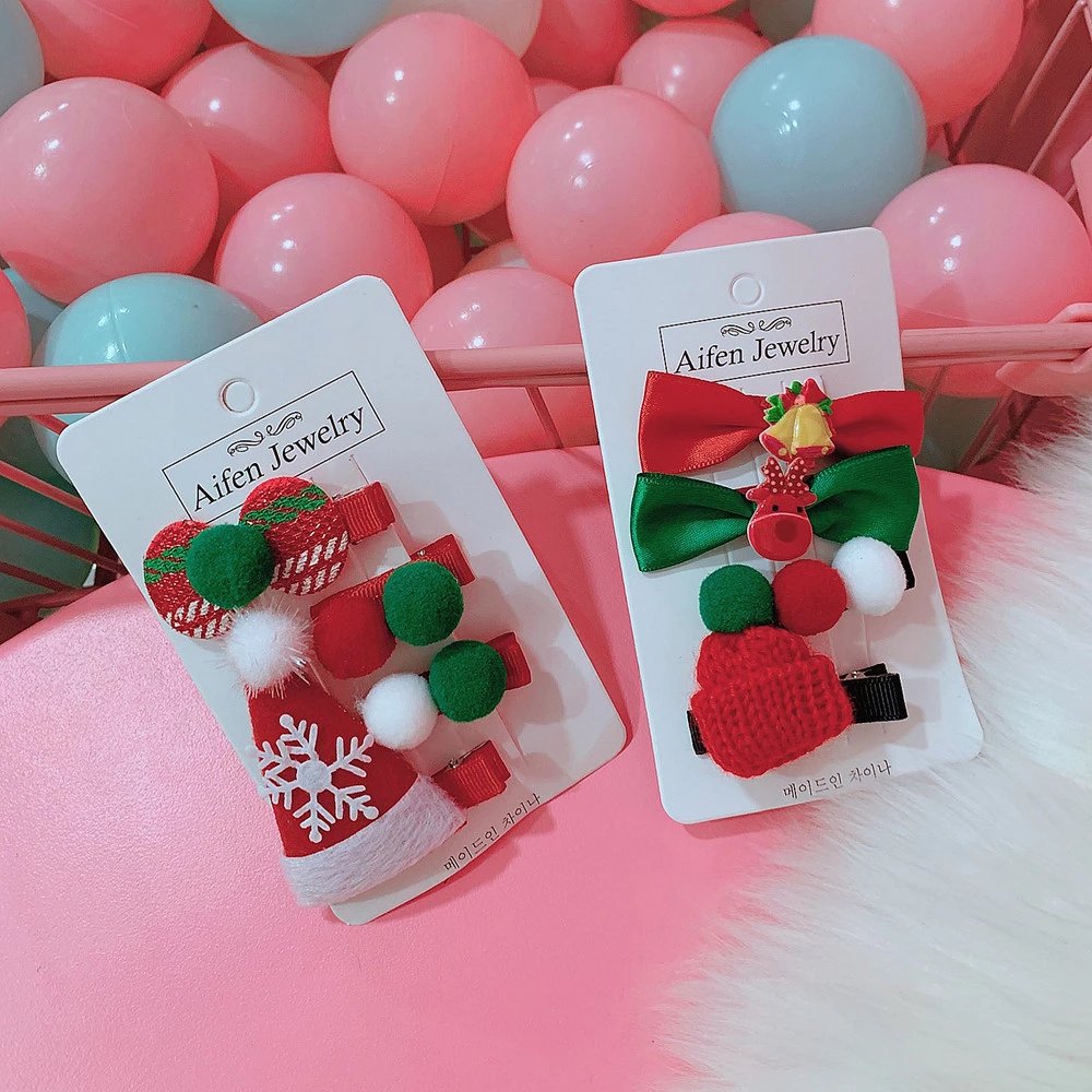 Set 4 Kẹp Tóc Mái Noel Dễ Thương Cho Bé Gái – Giao Ngẫu Nhiên