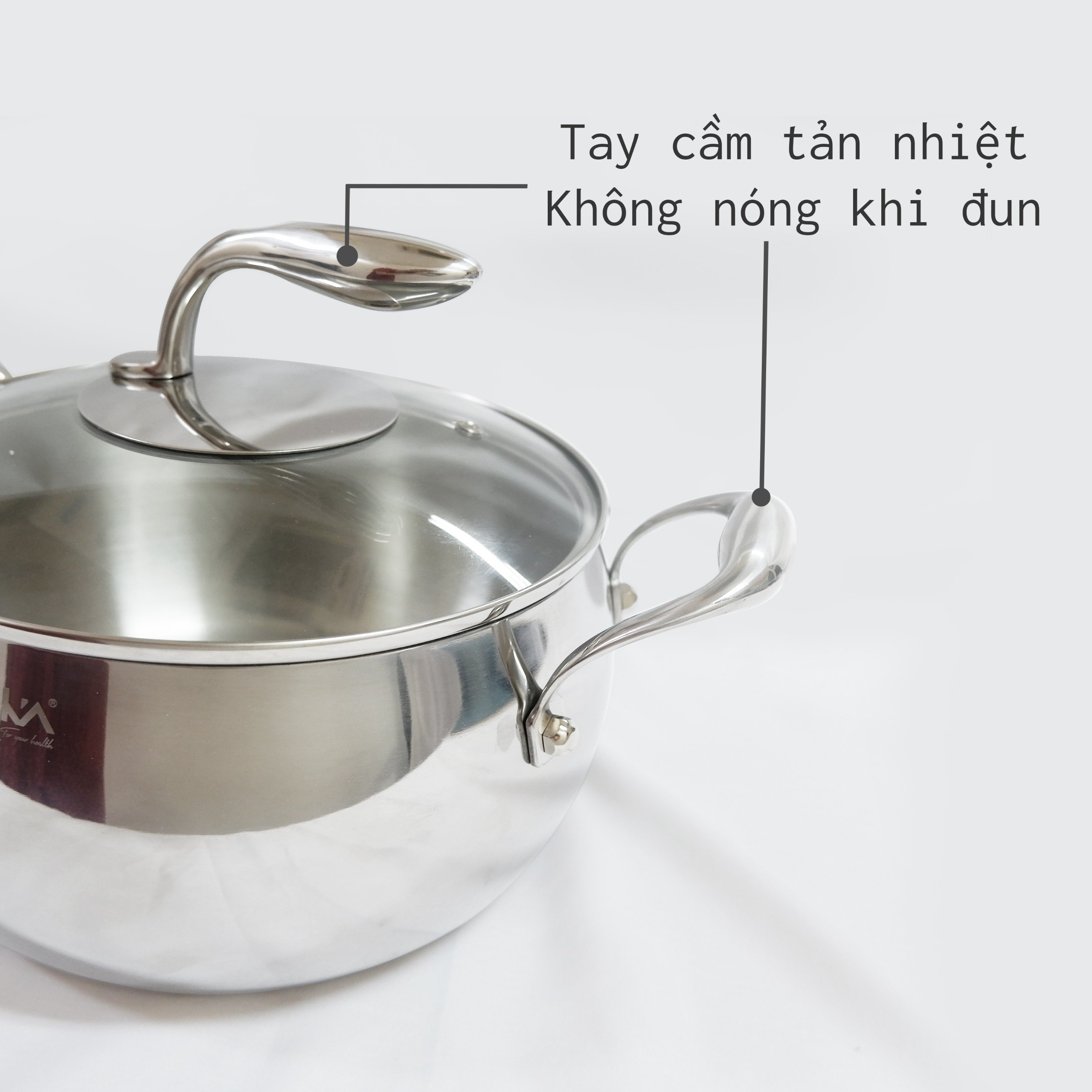 Nồi inox đáy 5 lớp nguyên khối dung tích 4l hàng chính  hãng