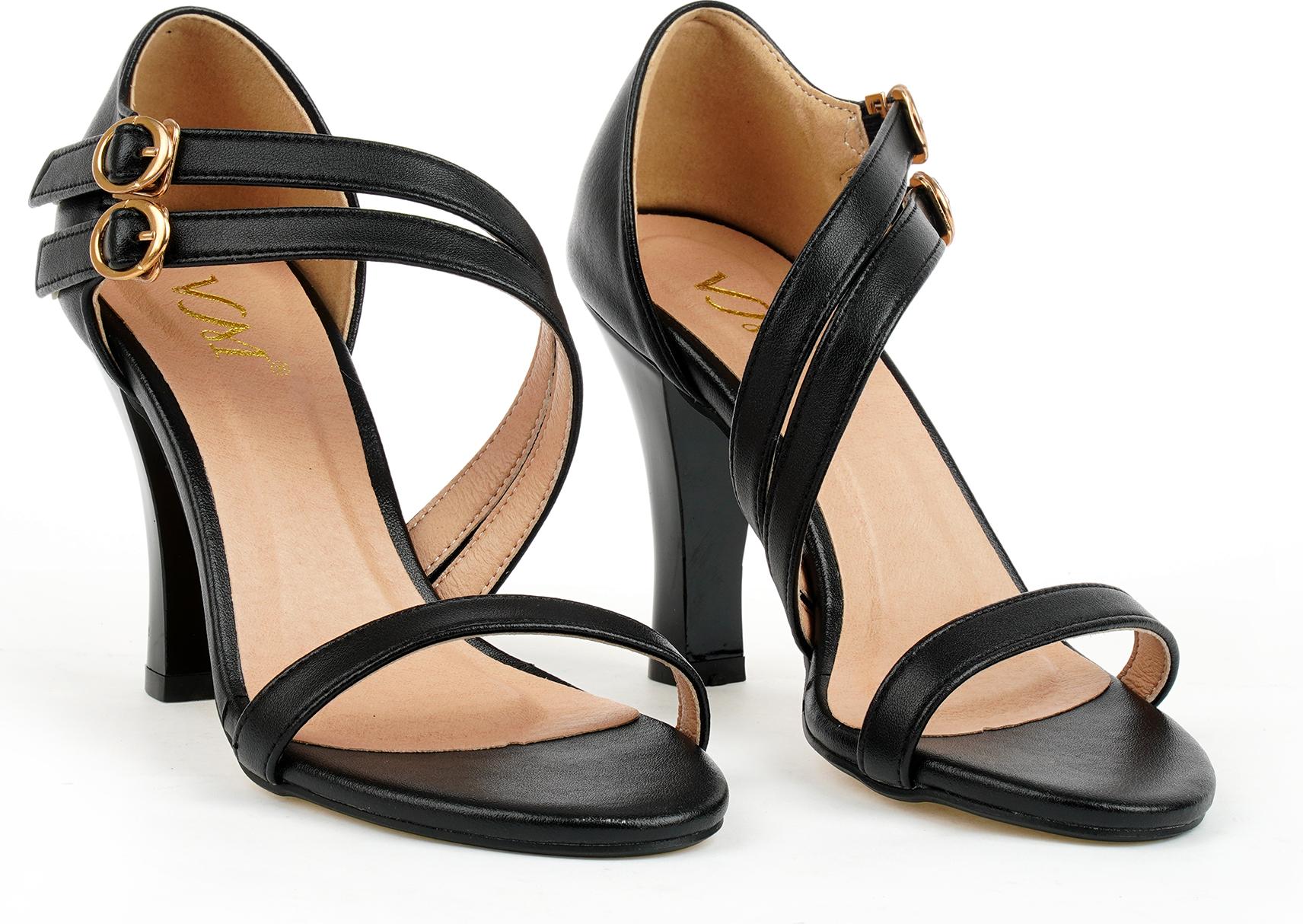 Giày sandal nữ cao gót 7CM, da Microfiber nhập khẩu cao cấp êm ái. Mũi tròn, gót vuông  vững trãi: SD.V10.7F