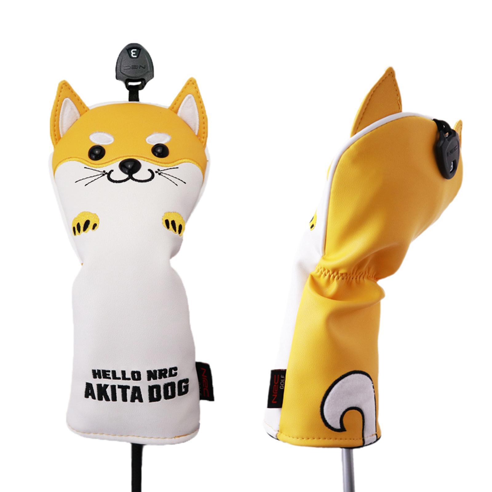 2pcs Durable Golf Driver Head Cover Woods +UT  Cute  Inu