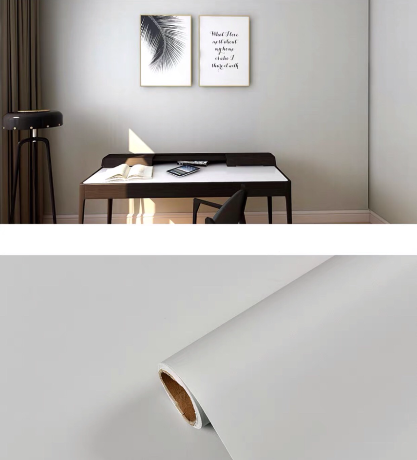 Combo 10 mét giấy dán tường, decal dán tường trang trí nhà cửa XÁM NHẠT NHÁM khổ 45cm