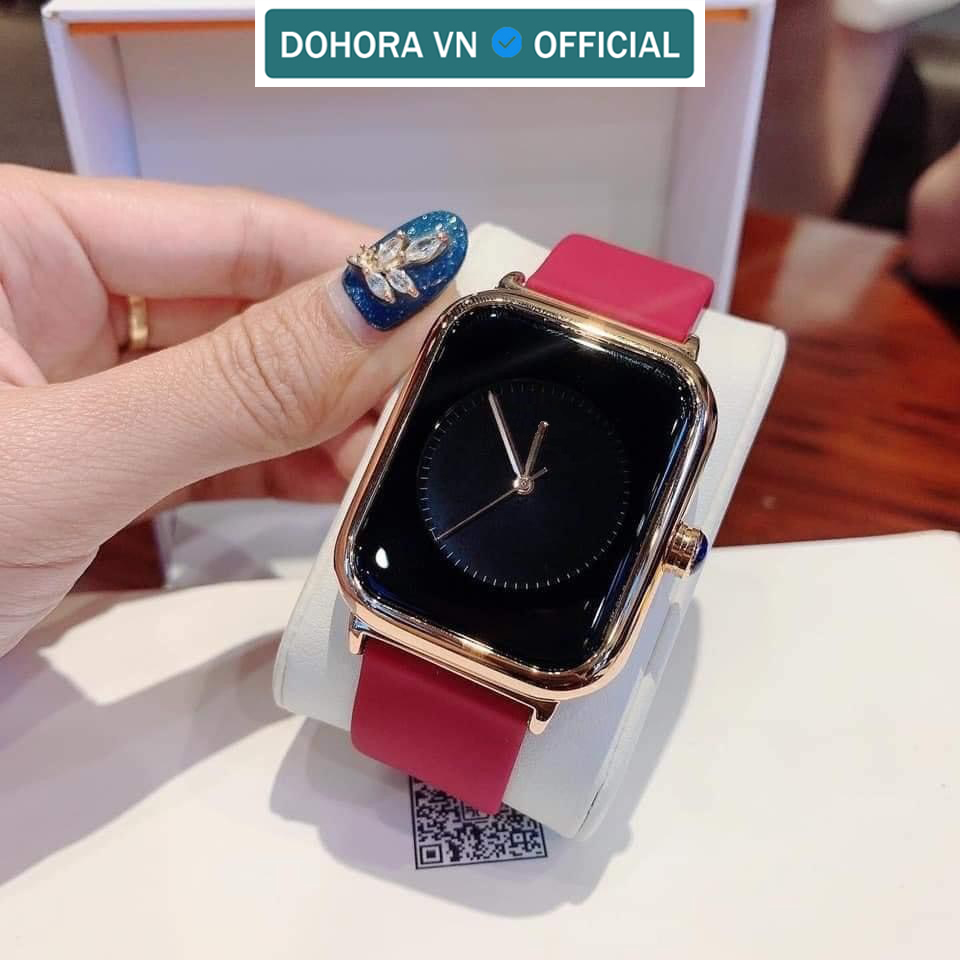 Đồng hồ nữ thời trang mặt vuông không số dây silicon DOHORA VN DSDH107 dùng pin mẫu mới cực hot chống nước sinh hoạt nhẹ dành cho học sinh cấp 2 sinh viên hot trend giá rẻ - Hàng nhập khẩu
