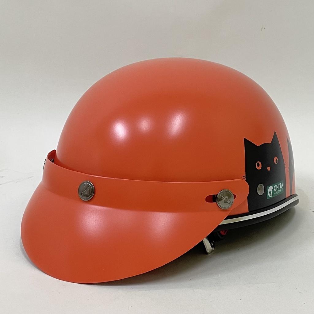 Mũ Bảo Hiểm 1/2 Đầu CHITA HELMETS CT6B1 tem Nhiều Mèo