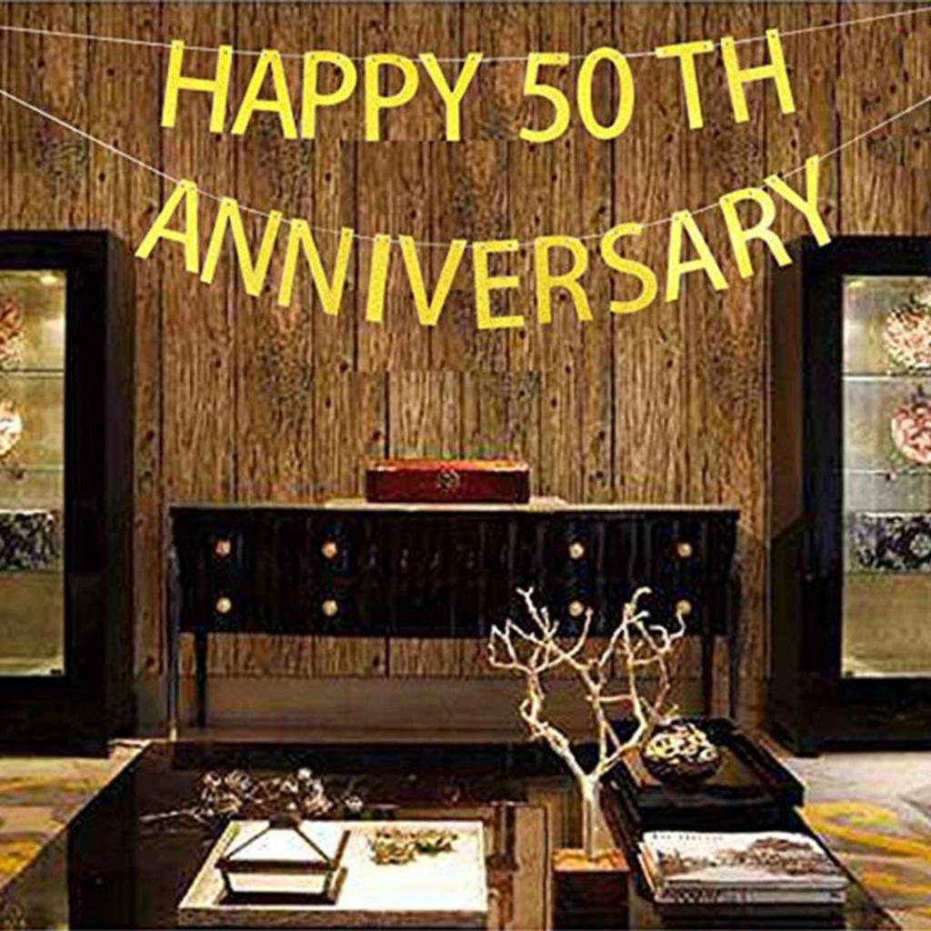Happy 50th Anniversary Bunting Banner Garland Wedding Birthday Hanging Sign