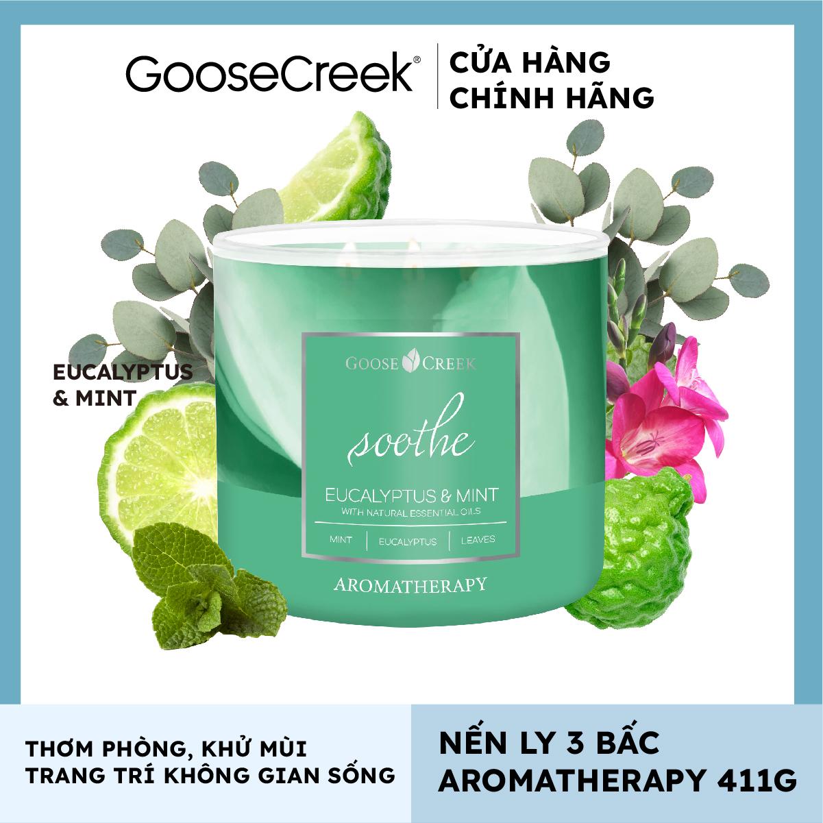 Nến ly 3 bấc Aromatherapy Goose Creek (411g) - Eucalyptus &amp; Mint