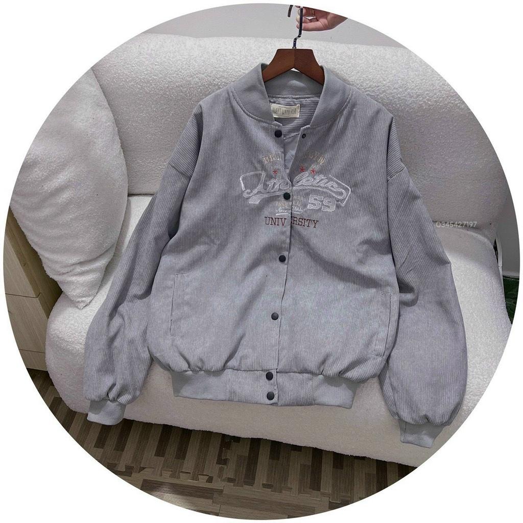 Áo khoác bomber Unisex UNIVERSITY chất nhung tăm thêu LOGO ,form rộng 2 lớp unsiex Nam Nữ