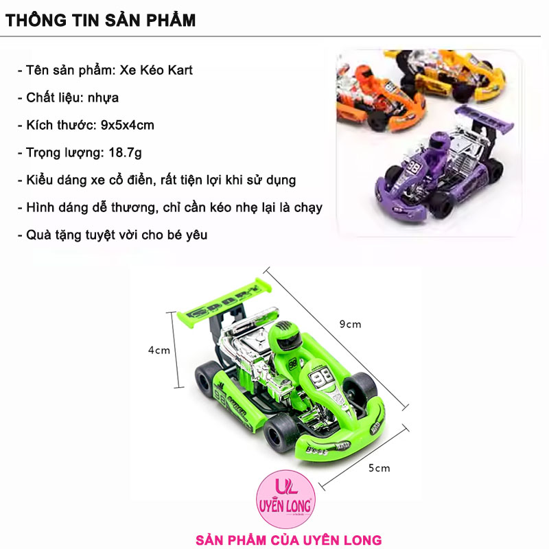 Xe Đua Go Kart Mini Kéo Lùi Chạy Cót Dành Cho Trẻ Em, Chống Rơi, Thân Thiện Môi Trường, Không Cần Pin, Hình Dáng Cổ Điển