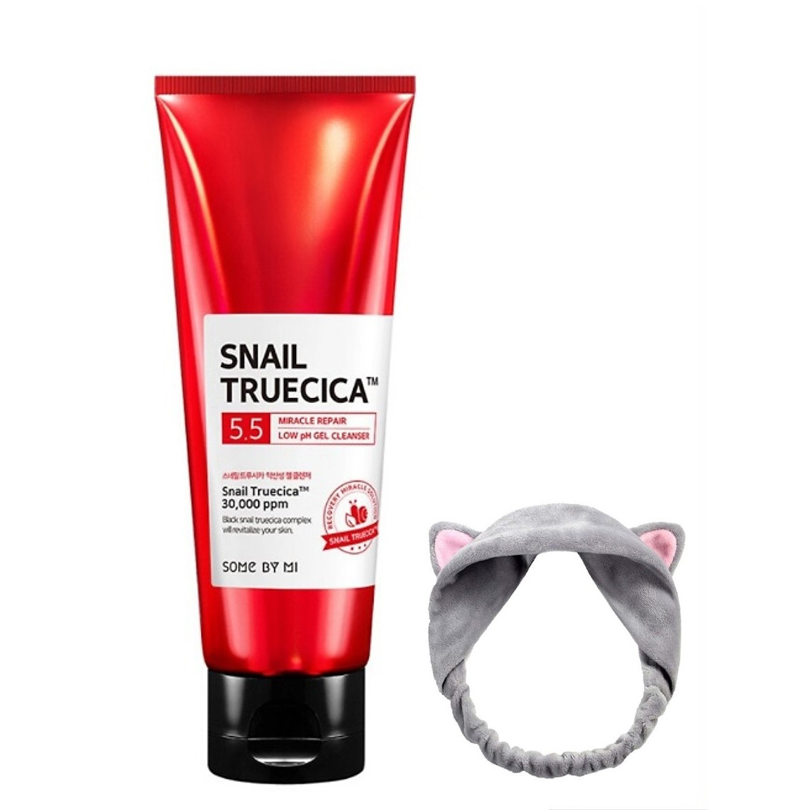 Sữa Rửa Mặt Dạng Gel Dịu Nhẹ, Giúp Da Đàn Hồi, Săn Chắc Some by Mi Snail Truecica Miracle Repair Low PH Gel Cleanser 100ml + Tặng Kèm 1 Băng Đô Tai Mèo Xinh Xắn ( Màu Ngẫu Nhiên)