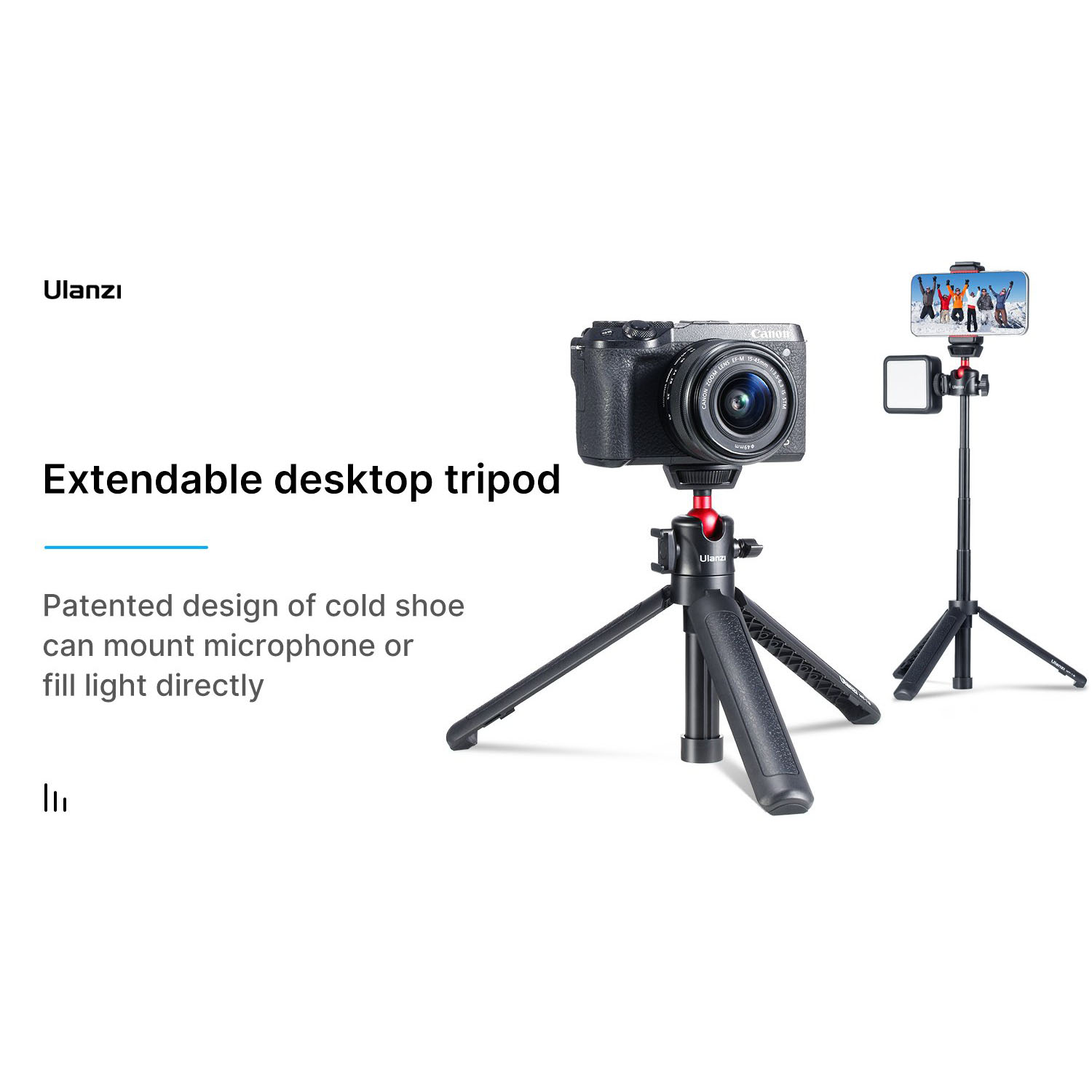 Ulanzi MT-16 - Tripod Kiêm Gậy Chụp Hình Selfie Đa Năng Cho Máy Ảnh Cỡ Nhỏ, Smartphone - Hàng chính hãng