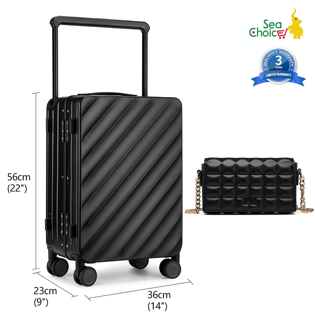 Vali du lịch Sea Choice Tay cầm rộng Vỏ cứng bằng nhôm Size 20'' có tặng Túi thời trang nứ/có khóa TSA và dây kéo YKK - Bảo hành 3 năm