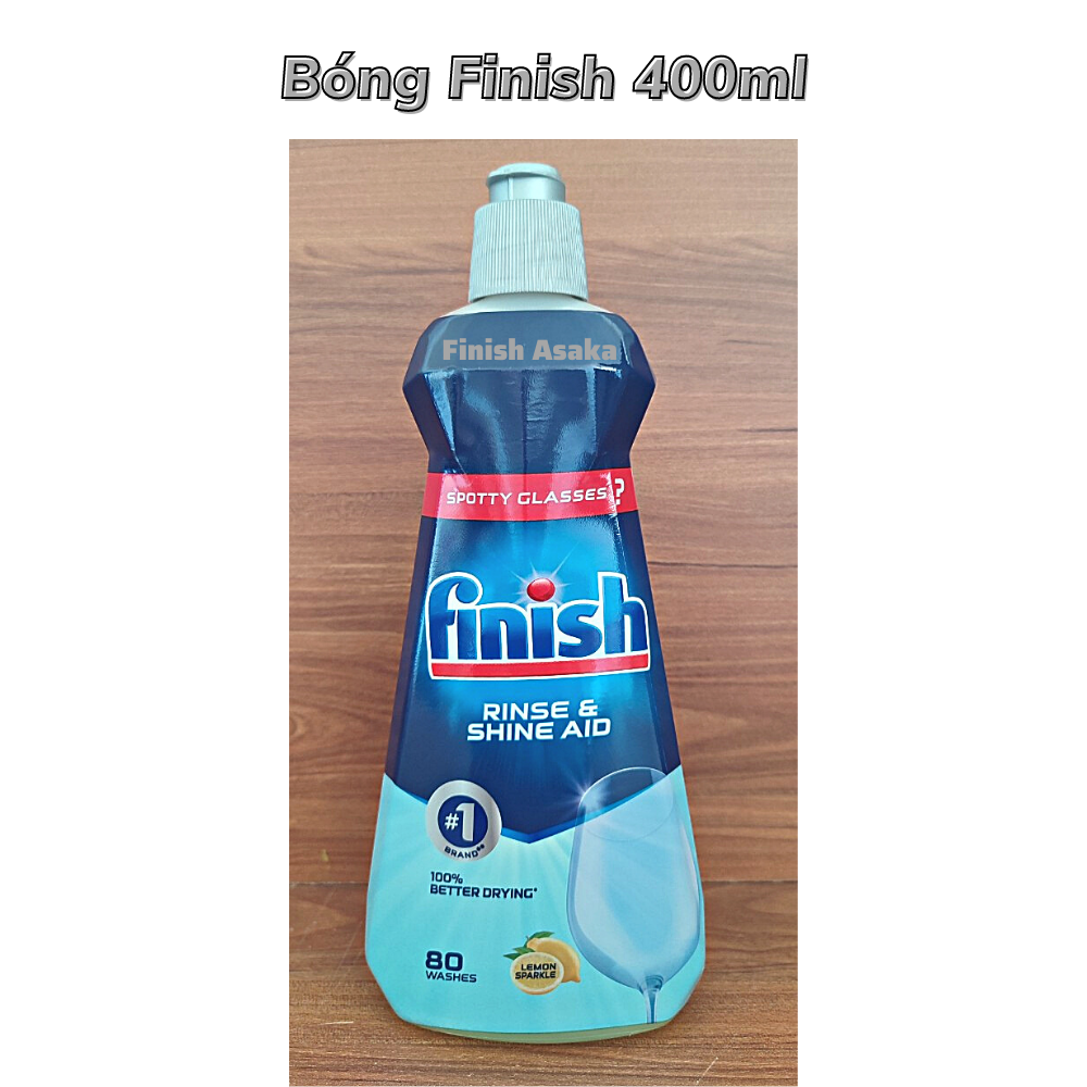 Combo rửa bát Finish: Hộp All in one 90 Viên, Nước làm Bóng chai 400ml, Muối Hộp 1,5kg - Nhập khẩu Châu Âu.