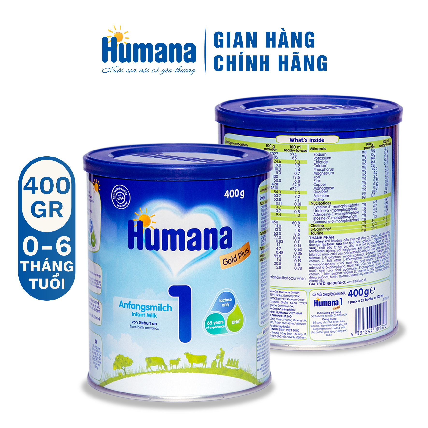 Sữa Bột Công Thức Cho Trẻ Từ 0 Đến 6 Tháng Tuổi Humana Gold Plus 1 - Nhập Khẩu Từ Đức - - Hàng Chính Hãng - Date 17/02/2024
