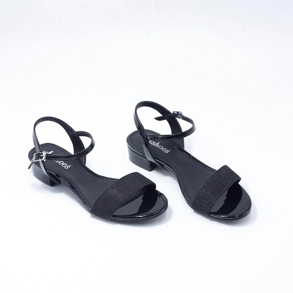 Sandal Gót Thấp Quai Ngang Kim Tuyến 2cm Evashoes EVA0034