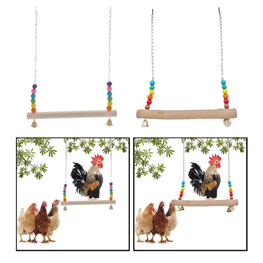 Pet Chicken Swing Toys Wooden Birds Stand Perch Parrot Chew Toys for Hens Large Bird Parrot Macaw Training
