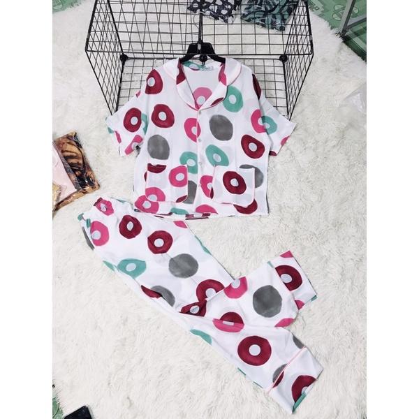 Bộ pijama họa tiết tròn lập thể sang chảnh size dưới 60kg