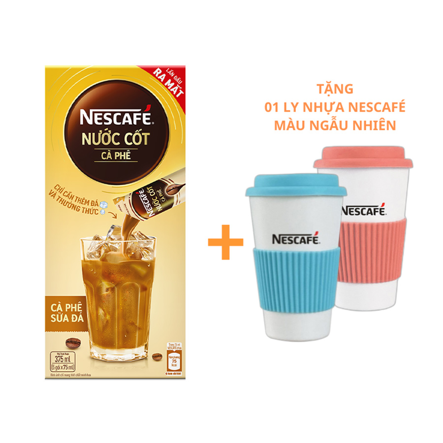[TẶNG Bộ 3 muỗng cà phê inox NESCAFE] Nước cốt cà phê NESCAFÉ - CÀ PHÊ SỮA ĐÁ (hộp 5 gói)