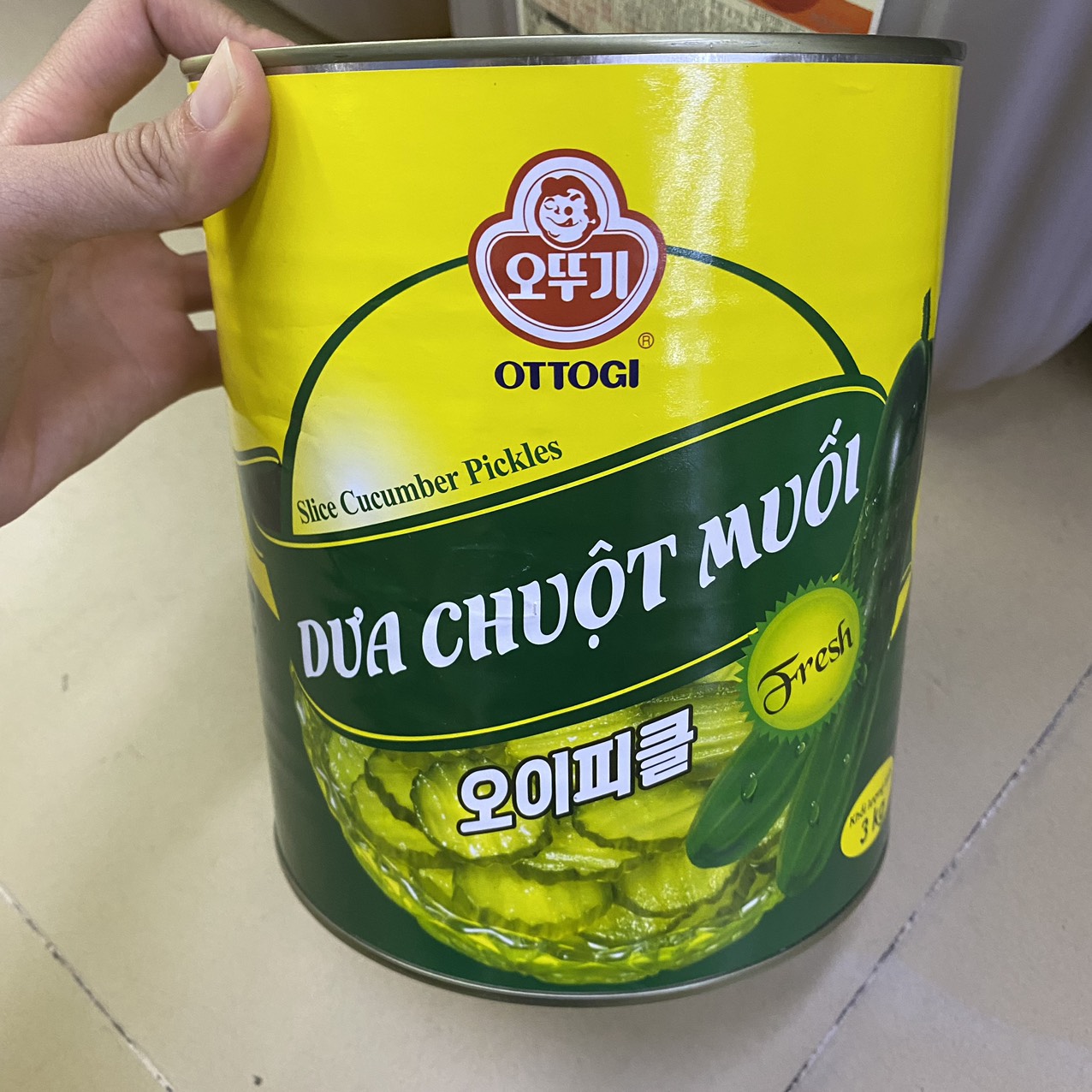 Dưa Chuột Đóng Hộp Ottogi Hộp 3KG / 오뚜기) 오이피클 슬라이스(캔) 3KG
