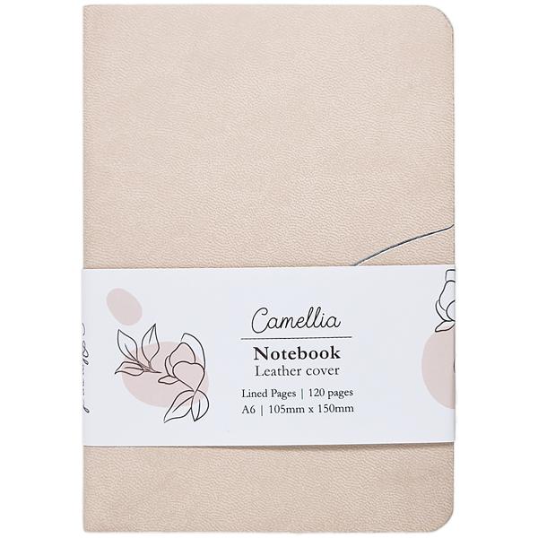 Sổ Da Bìa Cứng Camellia A6 - Kẻ Ngang - 120 Trang 100gsm - The Sun - Almond