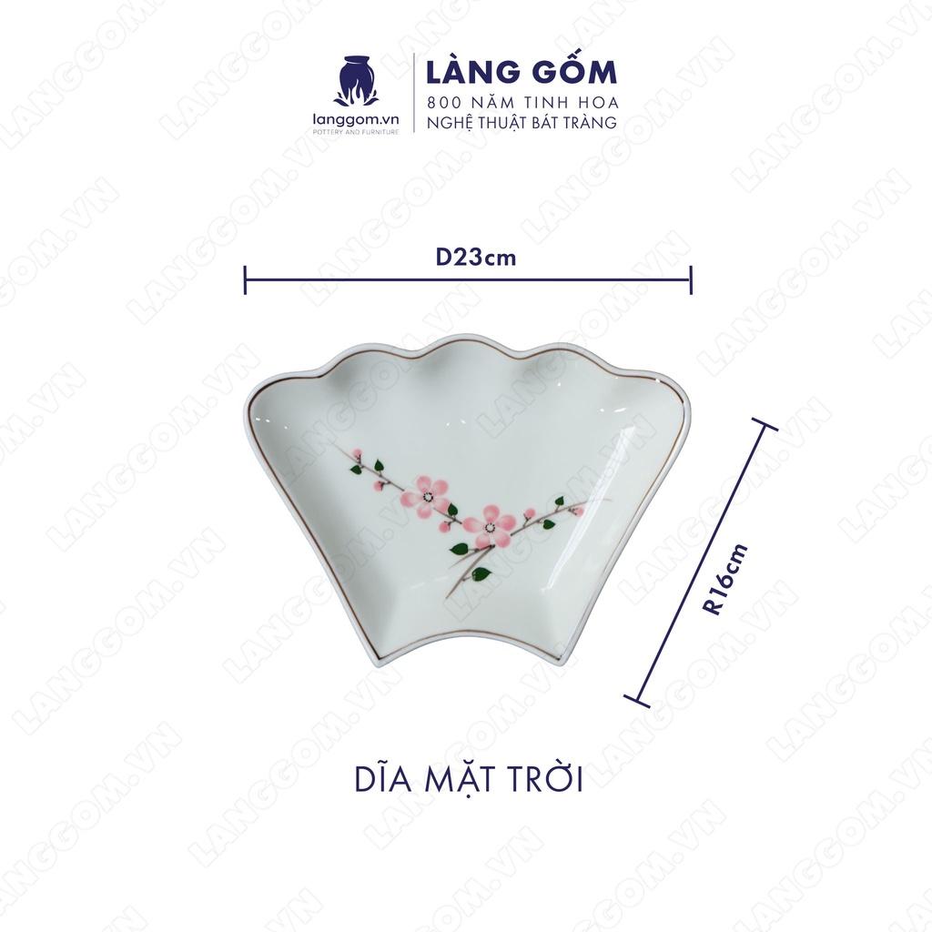 Bộ bàn ăn mặt trời Men kem hoa đào - Size: 55 cm - Gốm sứ Bát Tràng - langgom.vn