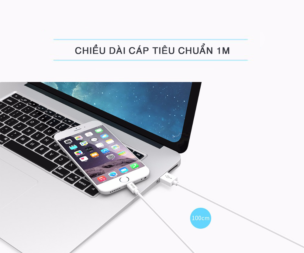 Dây Cáp Sạc Nhanh Dài 1m Cho IPhone,IPad - Bagi IB100 - Hàng Chính Hãng