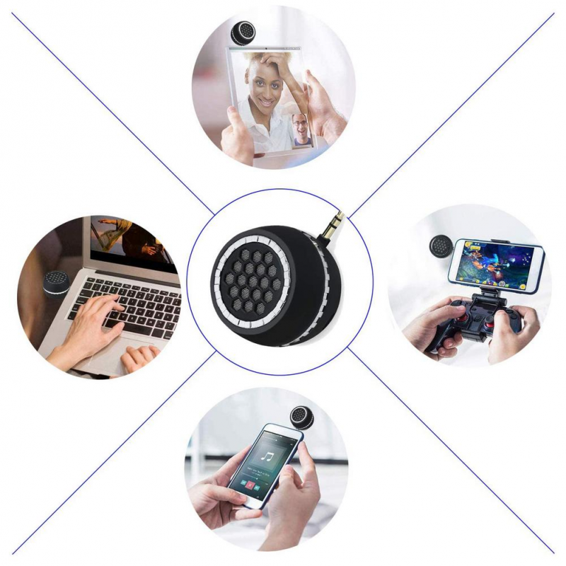 Loa không dây mini Loa siêu trầm Hifi Portable 3D Stereo Universal Jack 3.5Mm Loa cho iPhone Máy tính bảng Máy tính xách tay để phát trực tuyến Màu sắc: Đen