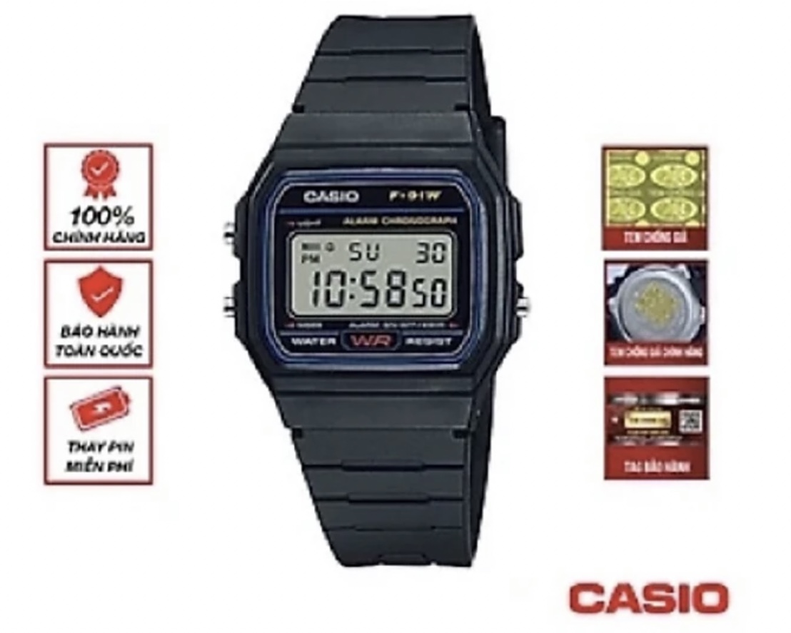 Đồng Hồ Nam Casio F91W-1DG Chính Hãng