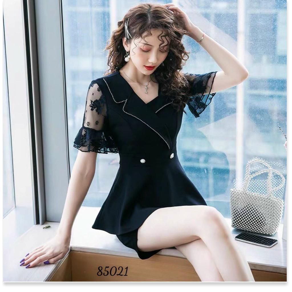 SET VÁY UMI ĐEN PHỐI LƯỚI KIM TUYẾN SANG TRỌNG THỜI TRANG MỚI KME