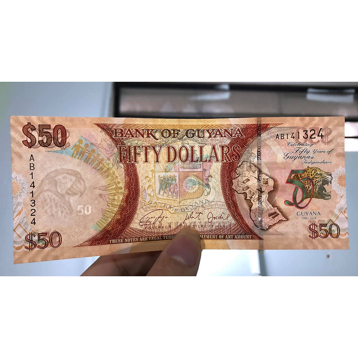 01 tờ tiền cổ 50 Dollars của Guyana sưu tầm - Tiền mới keng 100% - Tặng túi nilon bảo quản