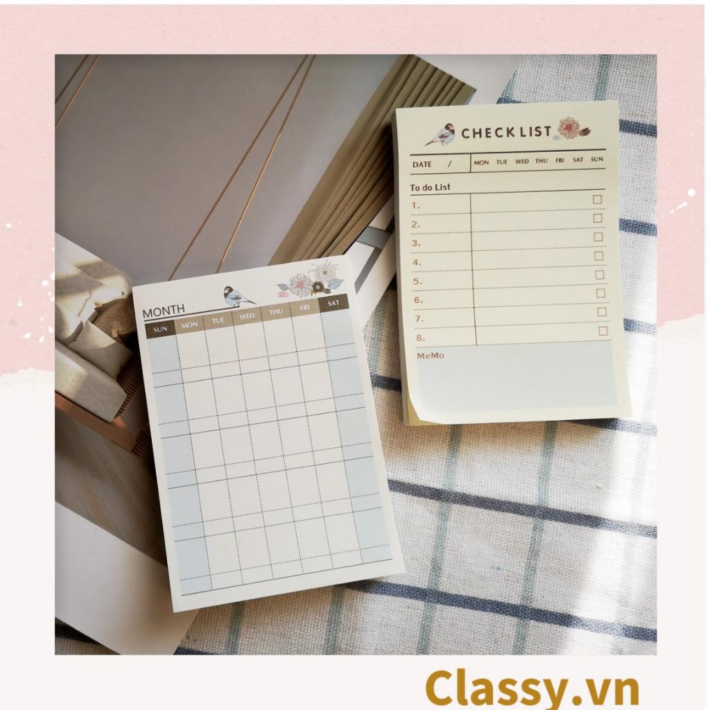 60 miếng Classy Planner và Checklist phiên bản layout tuần, tháng chia khung cho học sinh, nhân viên văn phòng PK1723