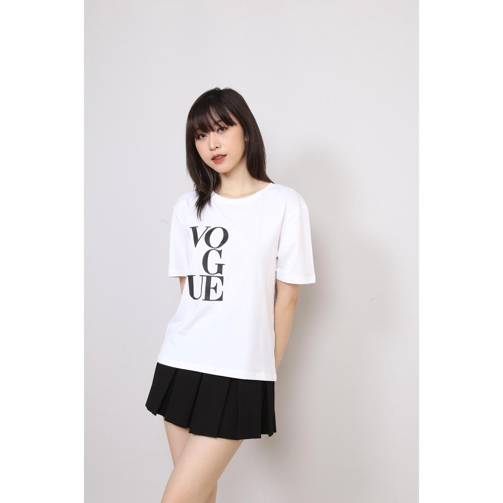 Áo Thun Nữ Cotton Cổ Tròn In Chữ Vo.gue Form Rộng, Áo Phông Nữ Basic Tee CT Women