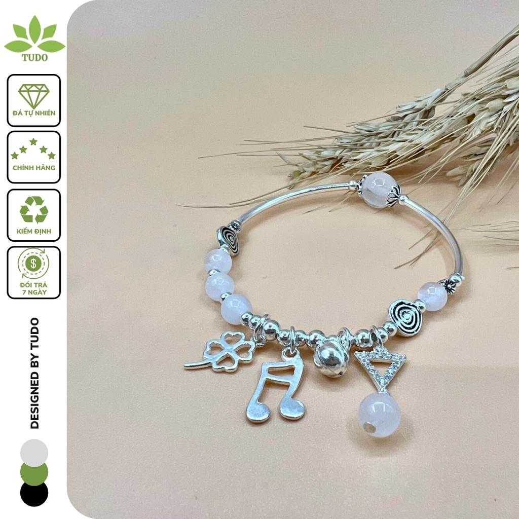 Vòng Phong Thủy Mệnh Thủy, Kim TUDO VCBMOON AG925 Charm Nốt Nhạc, Cỏ 4 Lá May Mắn, Tam Giác B43K700