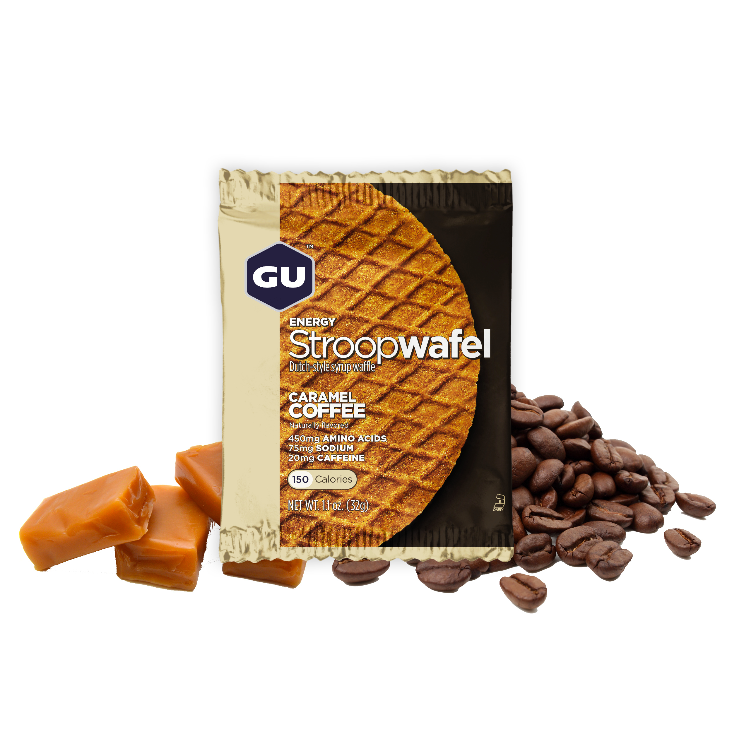 Bánh Quế Năng Lượng Stroopwafel GU Energy Vị Caramel Cà Phê - Hộp 16 Gói