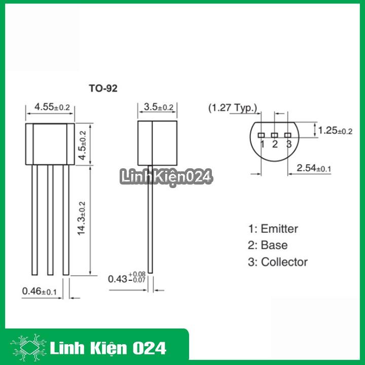 Linh kiện bán dẫn BC557 TO-92 TRANS NPN dòng 0.1A điện áp 45V