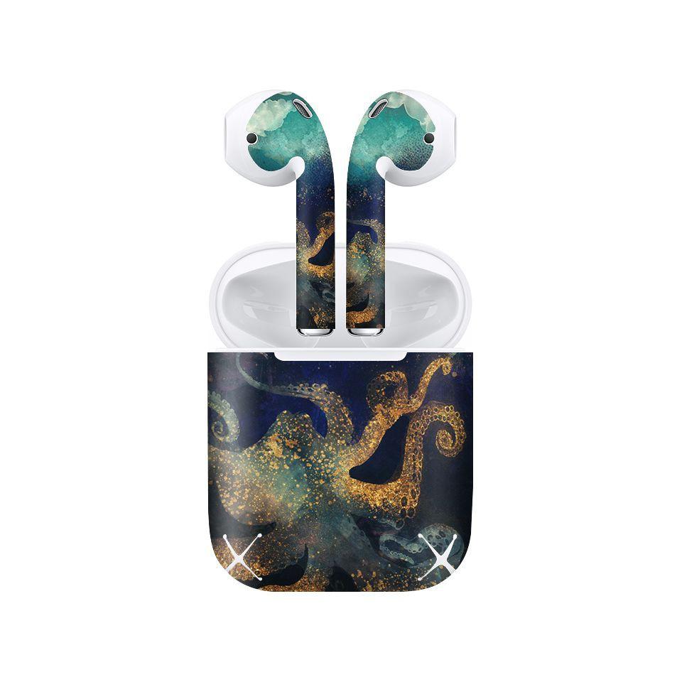 Miếng dán skin cho AirPods in hình bạch tuộc - giả sơn mài - GSM152