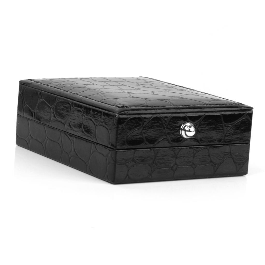 Black Leather Cufflinks Display Case Gift Box Jewelry Organizer Holder