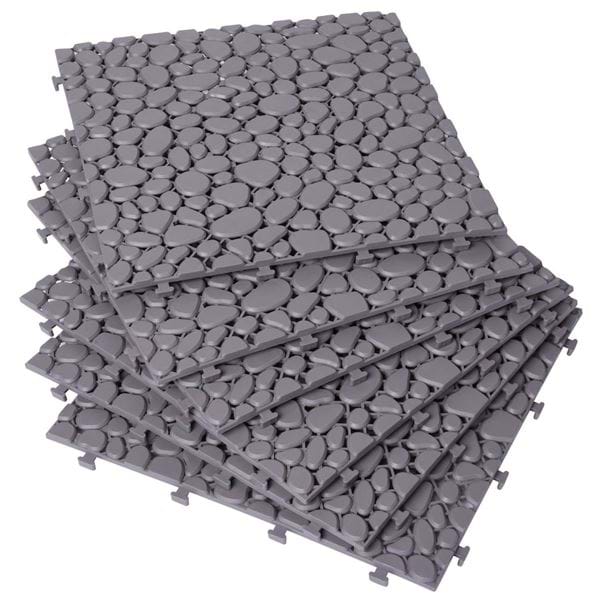 Ván sàn vỉ nhựa xám tự lắp- Plastic Interlocking Deck Tile in Gray