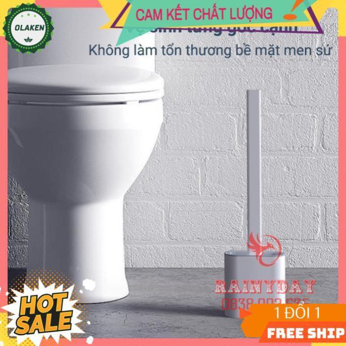 Cây Chổi Cọ Nhà Vệ Sinh ️️ chà rửa vệ sinh bồn cầu toilet brush bằng silicon kèm hộp đựng dán tường