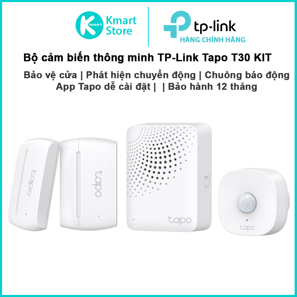 Bộ cảm biến thông minh TP-Link Tapo T30 KIT | Bảo vệ cửa /Phát hiện chuyển động / Chuông báo | App Tapo | Bảo hành 1 năm | Hàng Chính Hãng