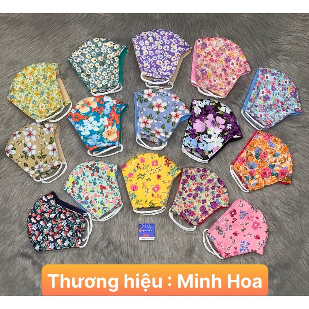 Combo 5 khẩu trang vải 100% kate , họa tiết bông ,thương hiệu cao cấp MINH HOA , ảnh thật , bảo đảm giao đú