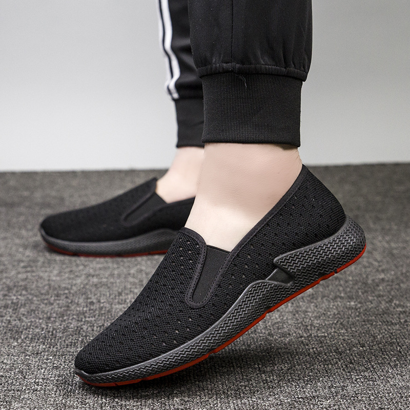 Giày Lười vải kết hợp lỗ thoáng khí SSN60 giày đế kếp đỏ đúc nguyên khối ôm chân nhẹ nhàng khi mang