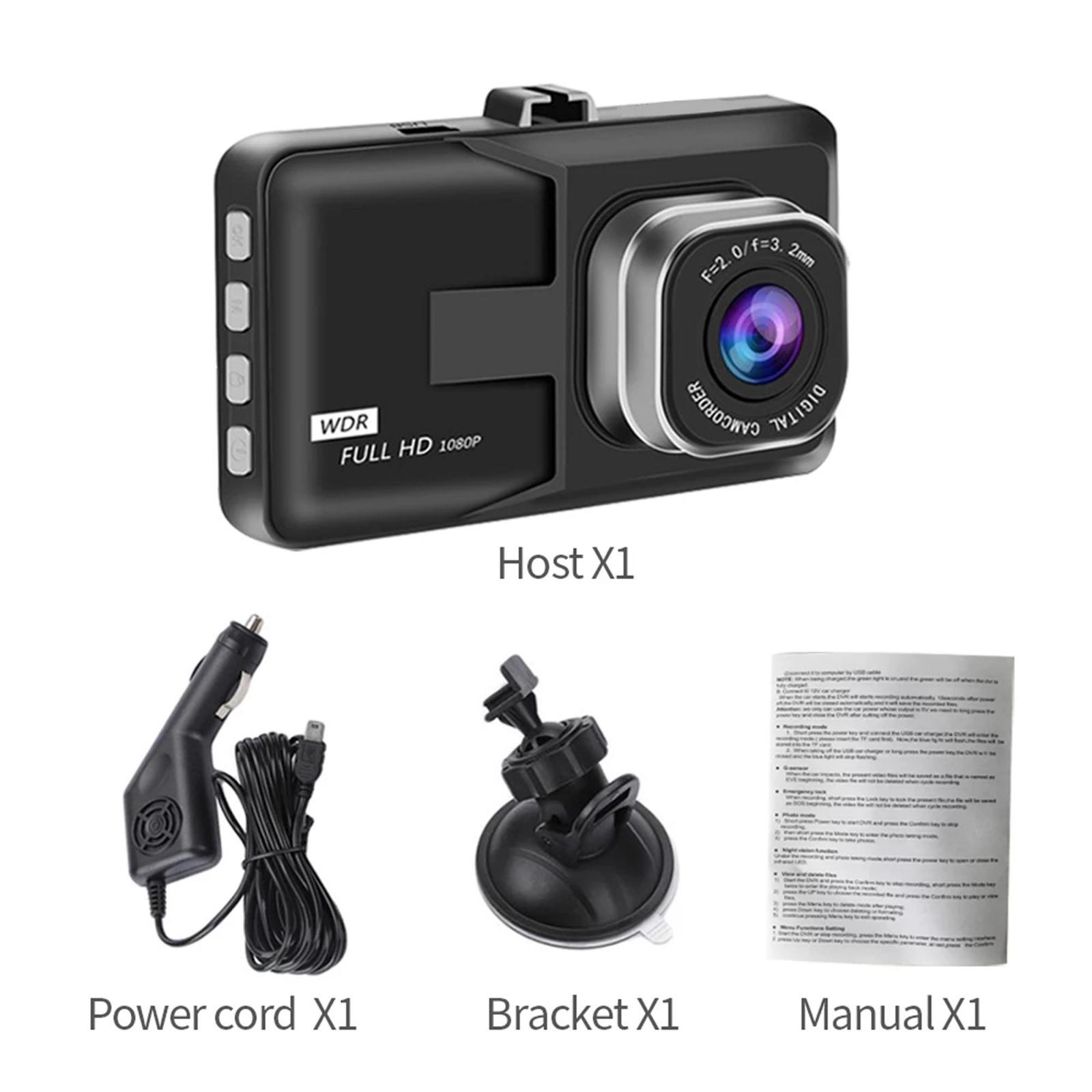 Full HD 1080P Car Driving Dash Cam, Auto G-Sensor, 3" LCD 170° Wide Angle Night Vision, Loop Recording, Single Front Digital Dashboard