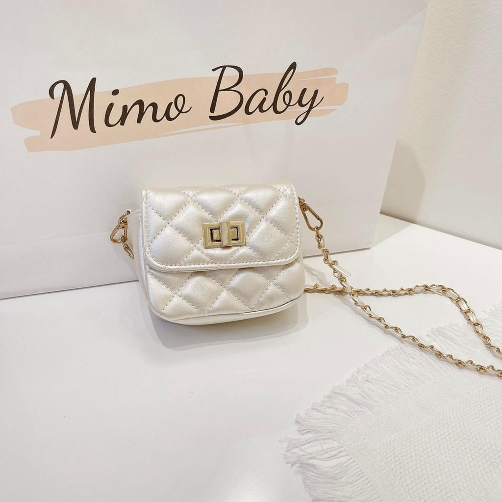 Túi đeo chéo mini trần trám màu kem bạc cao cấp Mimo baby TC02